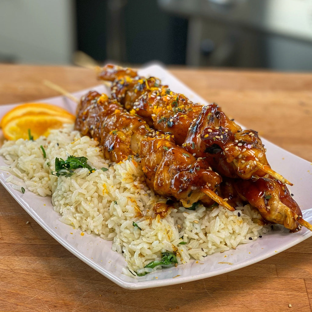 Orange Teriyaki Chicken Skewers: Speedy Griddle Recipe in 20 Mins